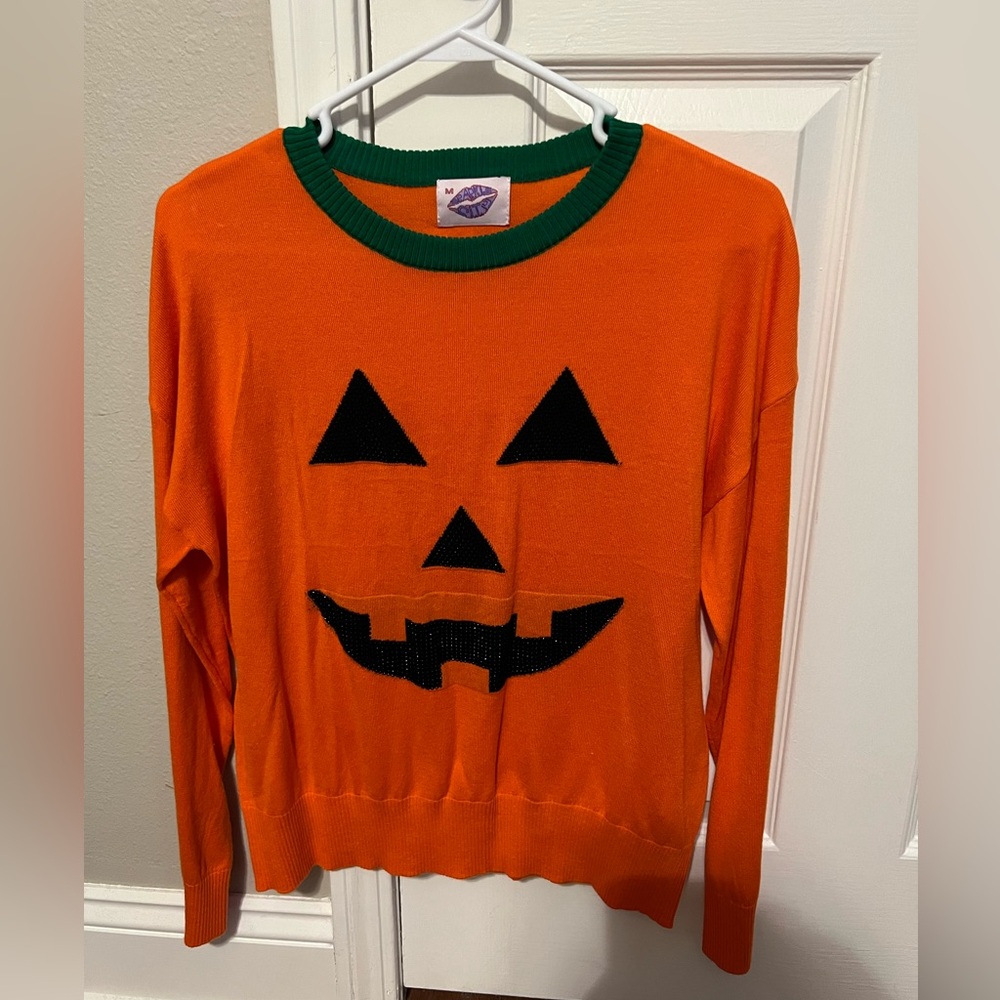 SPARKLE CITY - Women’s Lightweight Pumpkin Sweater - Size Medium